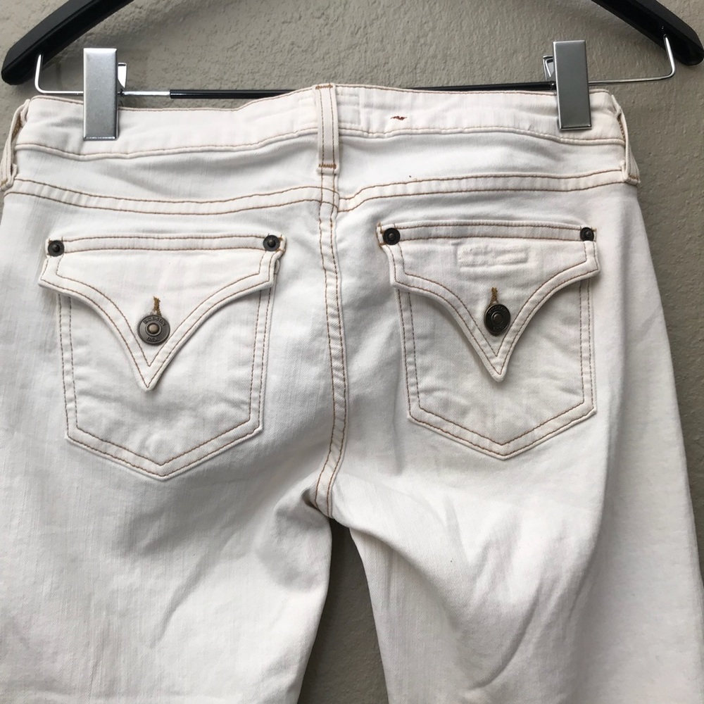 HUDSON Bellbottom Flared Off White Jeans w/ Stars - Picture 5 of 6